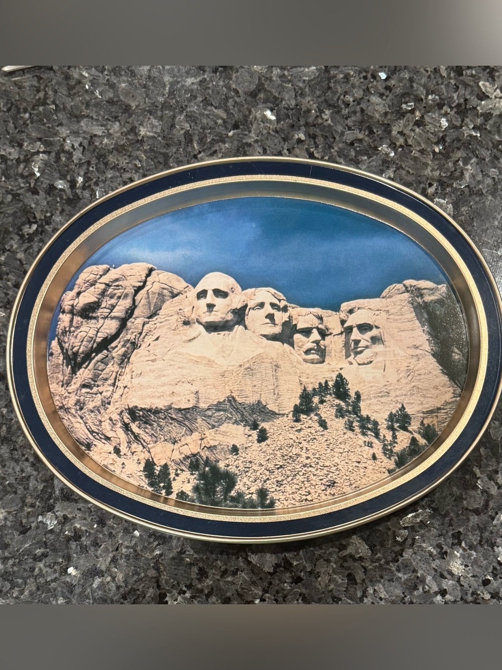 Vintage Mount Rushmore Guildcraft Oval Metal Serving Tray Limited Edition